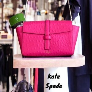 KATE SPADE NWT RADISH EMMIE RIVERSIDE ST OSTRICH CROSSBODY BAG PURSE